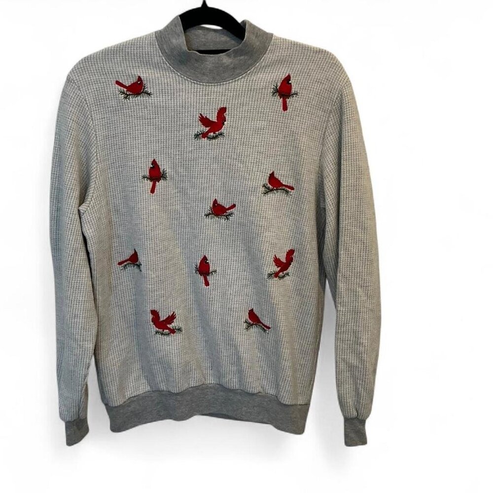 Vintage Bonworth Cardinal Houndstooth Holiday Cotton Sweatshirt XS